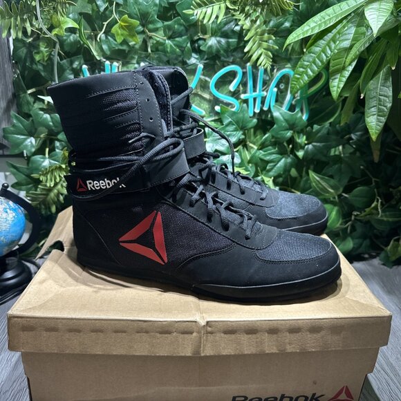 New Reebok Boxing Boot Men Sz  13 Black Red Mayweather Strap MMA Training RARE main image 6
